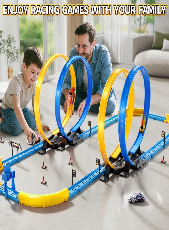 PEADUCK Slot Car Games Race Cars Toys for Boys Kids Age 5-7, Toy Cars Track Set with 4 Slot Cars, Loops and Circular Track, Slot Car Race Track Sets for 3 4 5 6 7 8+ Year Old Boy Girl Birthday Gifts - Image 3
